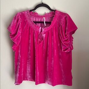 Free People Pink Velvet Bluse EUC Size L